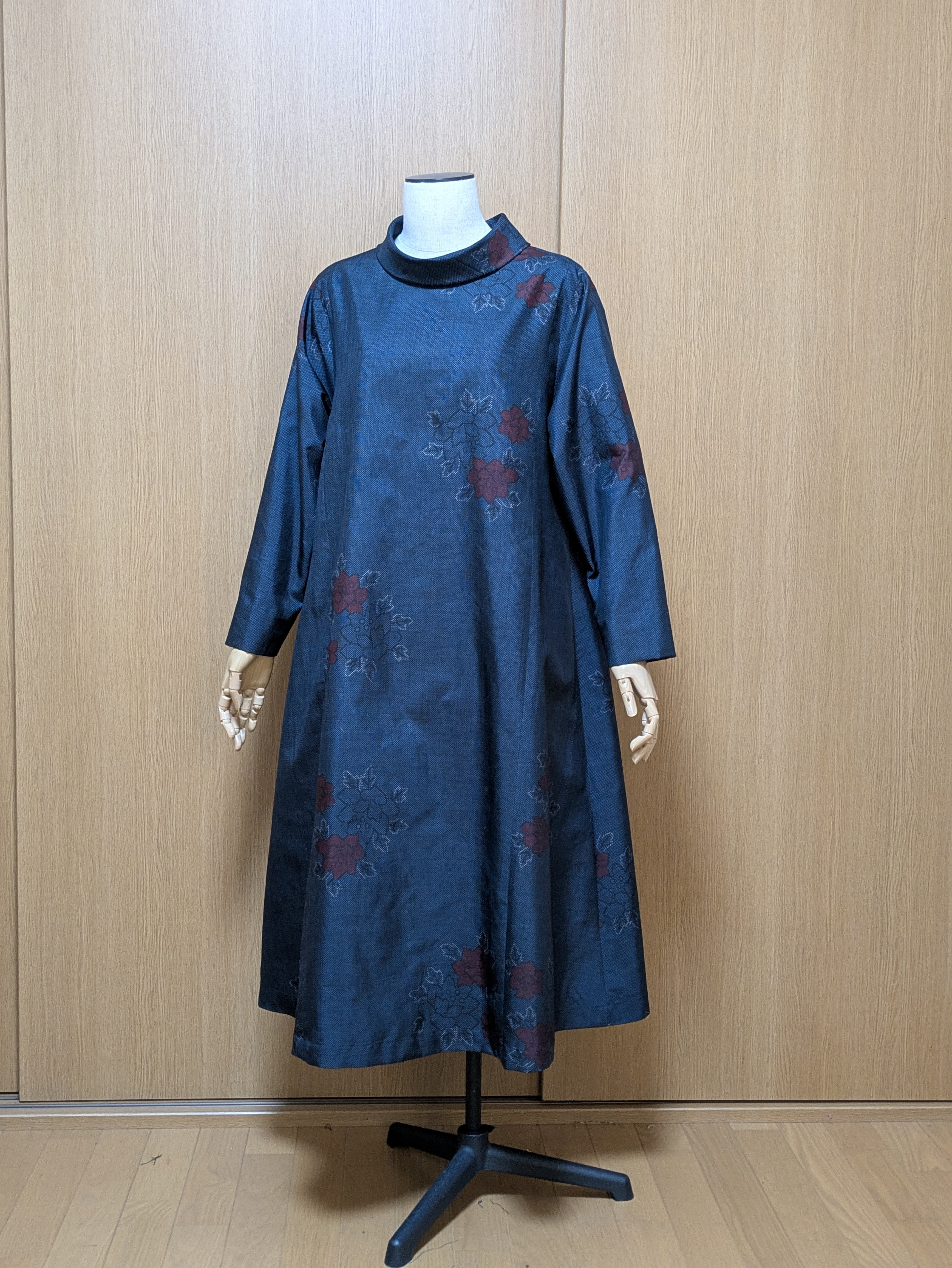 SOLD　着物リメイク　ワンピース　大島紬　L〜LL