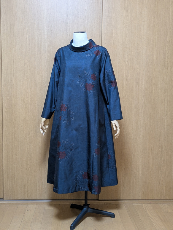 SOLD 着物リメイク ワンピース 大島紬 L〜LL ワンピース さらあお 通販