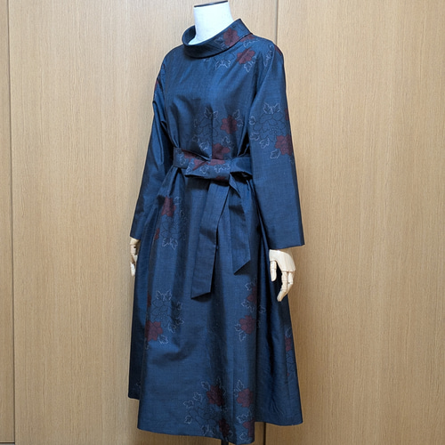 SOLD 着物リメイク ワンピース 大島紬 L〜LL ワンピース さらあお 通販