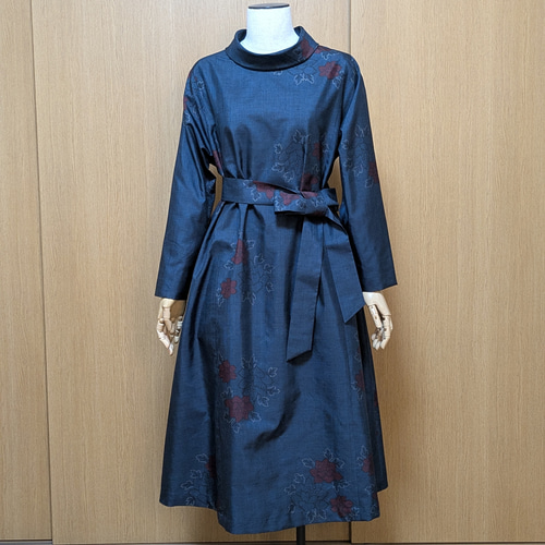 SOLD 着物リメイク ワンピース 大島紬 L〜LL ワンピース さらあお 通販