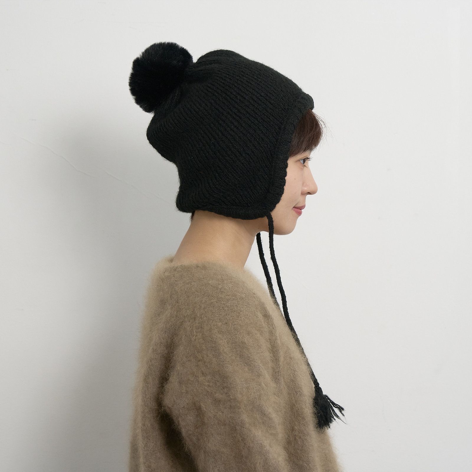 パイロットニットキャップ/ブラック　255-12-206