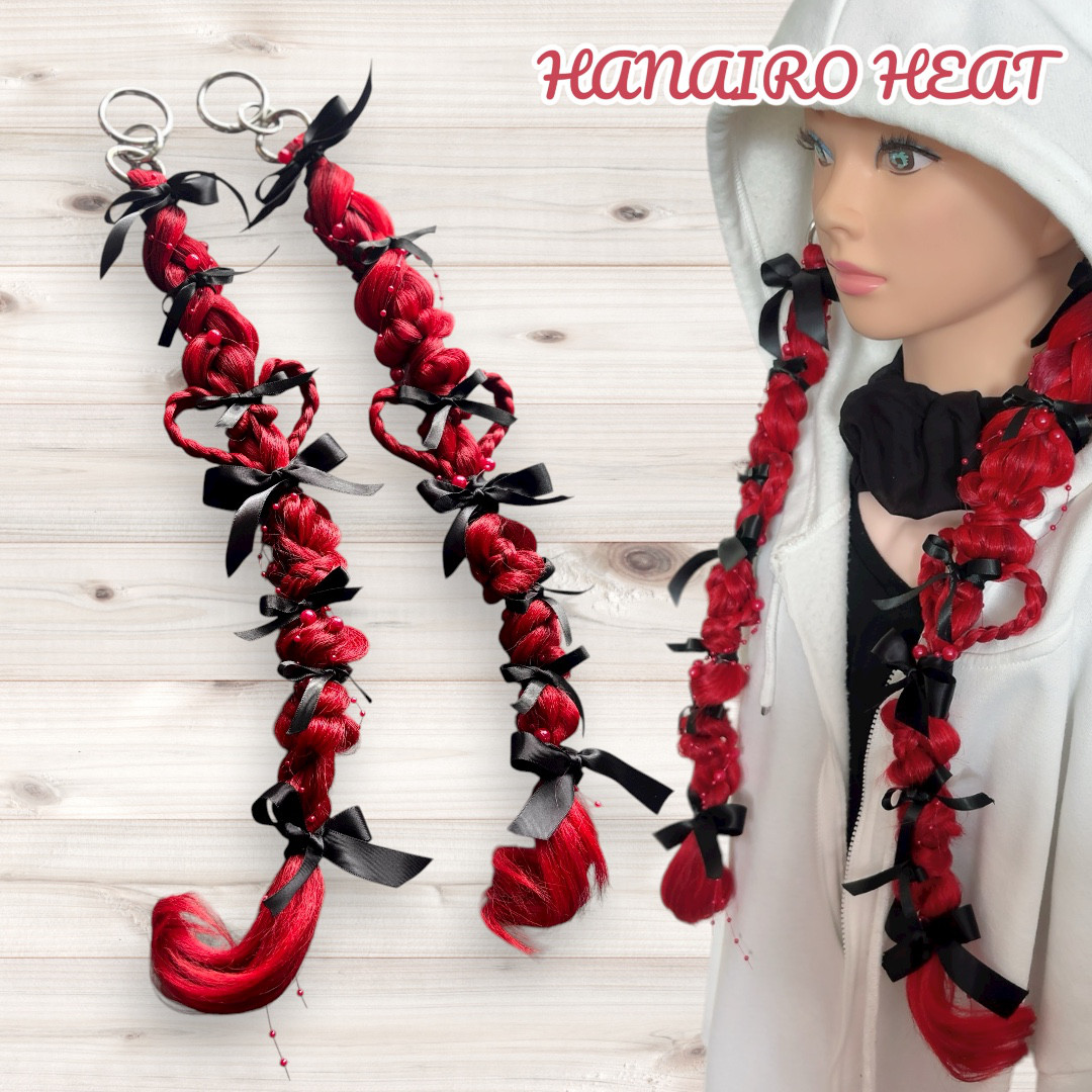 ポニーテールリング　リングエクステ　ハートアレンジ　クリスマス　コスプレ　サンタ　推し活　赤担　ライブ参戦　エクステ