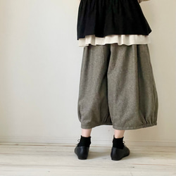 □新作大人気‼️コットンツイード千鳥格子バルーンパンツ　黒エクリュ/黒グレー★ポケット有　丈調整可能　受注製作 5枚目の画像