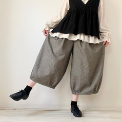 □新作大人気‼️コットンツイード千鳥格子バルーンパンツ　黒エクリュ/黒グレー★ポケット有　丈調整可能　受注製作 7枚目の画像