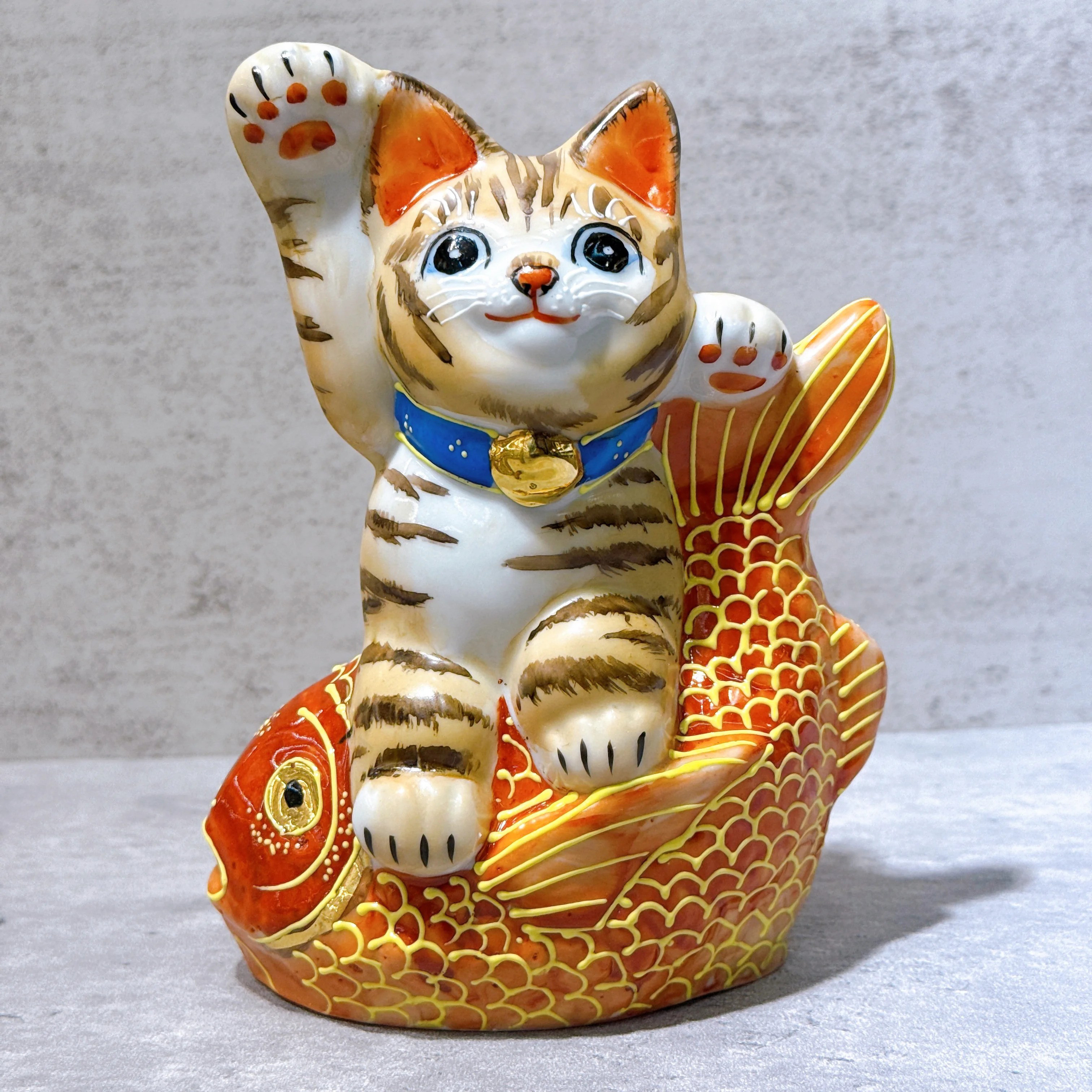 【九谷焼 招き猫】虎縞鯛