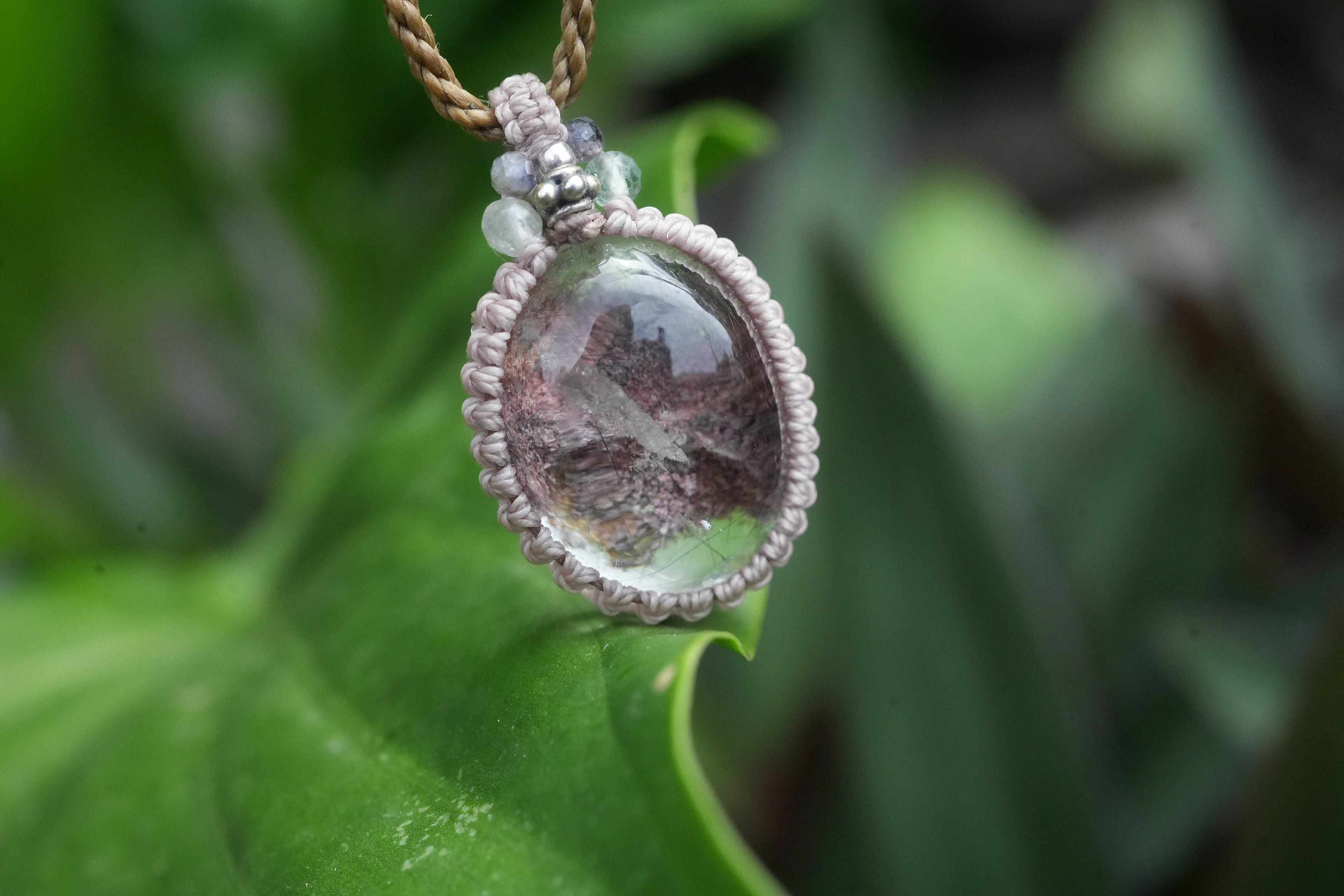 赤い花★ガーデンクォーツ マクラメネックレス2170