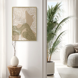 アートポスター 抽象ライン 波 曲線美 ナチュラルカラー ミニマルデザイン 北欧モダン 6枚目の画像