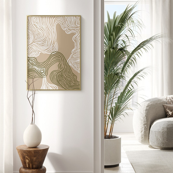 アートポスター 抽象ライン 波 曲線美 ナチュラルカラー ミニマルデザイン 北欧モダン 6枚目の画像