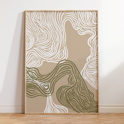 アートポスター 抽象ライン 波 曲線美 ナチュラルカラー ミニマルデザイン 北欧モダン 1枚目の画像