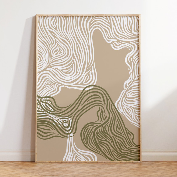 アートポスター 抽象ライン 波 曲線美 ナチュラルカラー ミニマルデザイン 北欧モダン 1枚目の画像