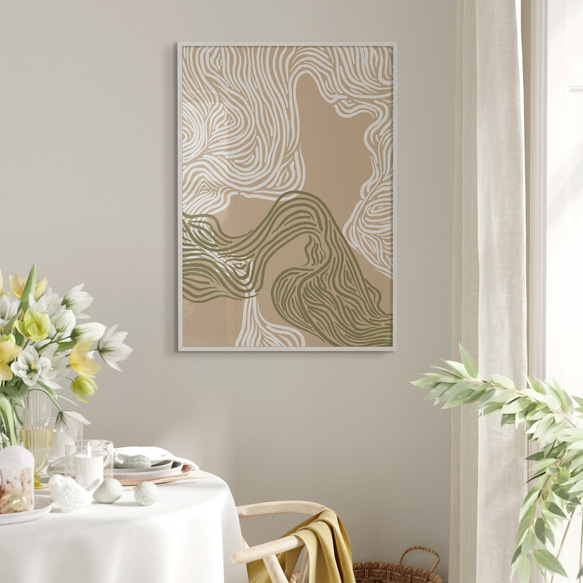 アートポスター 抽象ライン 波 曲線美 ナチュラルカラー ミニマルデザイン 北欧モダン 8枚目の画像