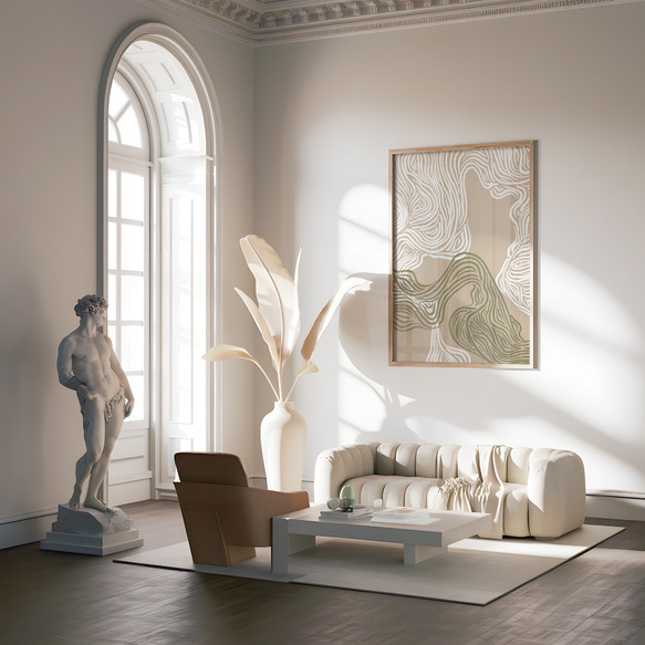 アートポスター 抽象ライン 波 曲線美 ナチュラルカラー ミニマルデザイン 北欧モダン 13枚目の画像