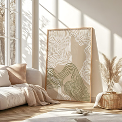 アートポスター 抽象ライン 波 曲線美 ナチュラルカラー ミニマルデザイン 北欧モダン 11枚目の画像