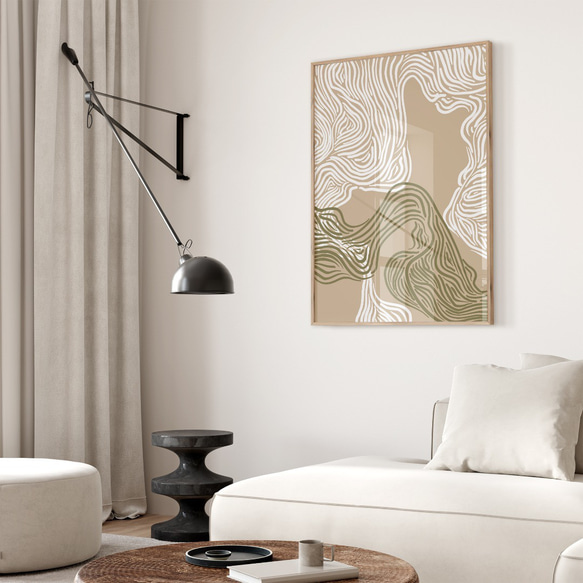 アートポスター 抽象ライン 波 曲線美 ナチュラルカラー ミニマルデザイン 北欧モダン 4枚目の画像