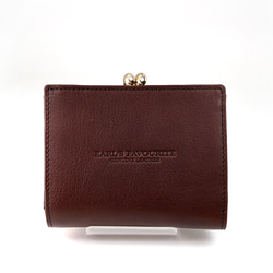 くまちゃんブラウニー2つ折りがま口財布（牛革製）／お菓子な革小物 3枚目の画像