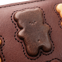 くまちゃんブラウニー2つ折りがま口財布（牛革製）／お菓子な革小物 7枚目の画像