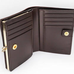 くまちゃんブラウニー2つ折りがま口財布（牛革製）／お菓子な革小物 10枚目の画像