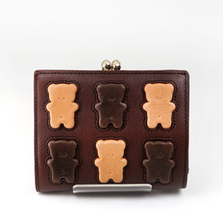 くまちゃんブラウニー2つ折りがま口財布（牛革製）／お菓子な革小物 2枚目の画像