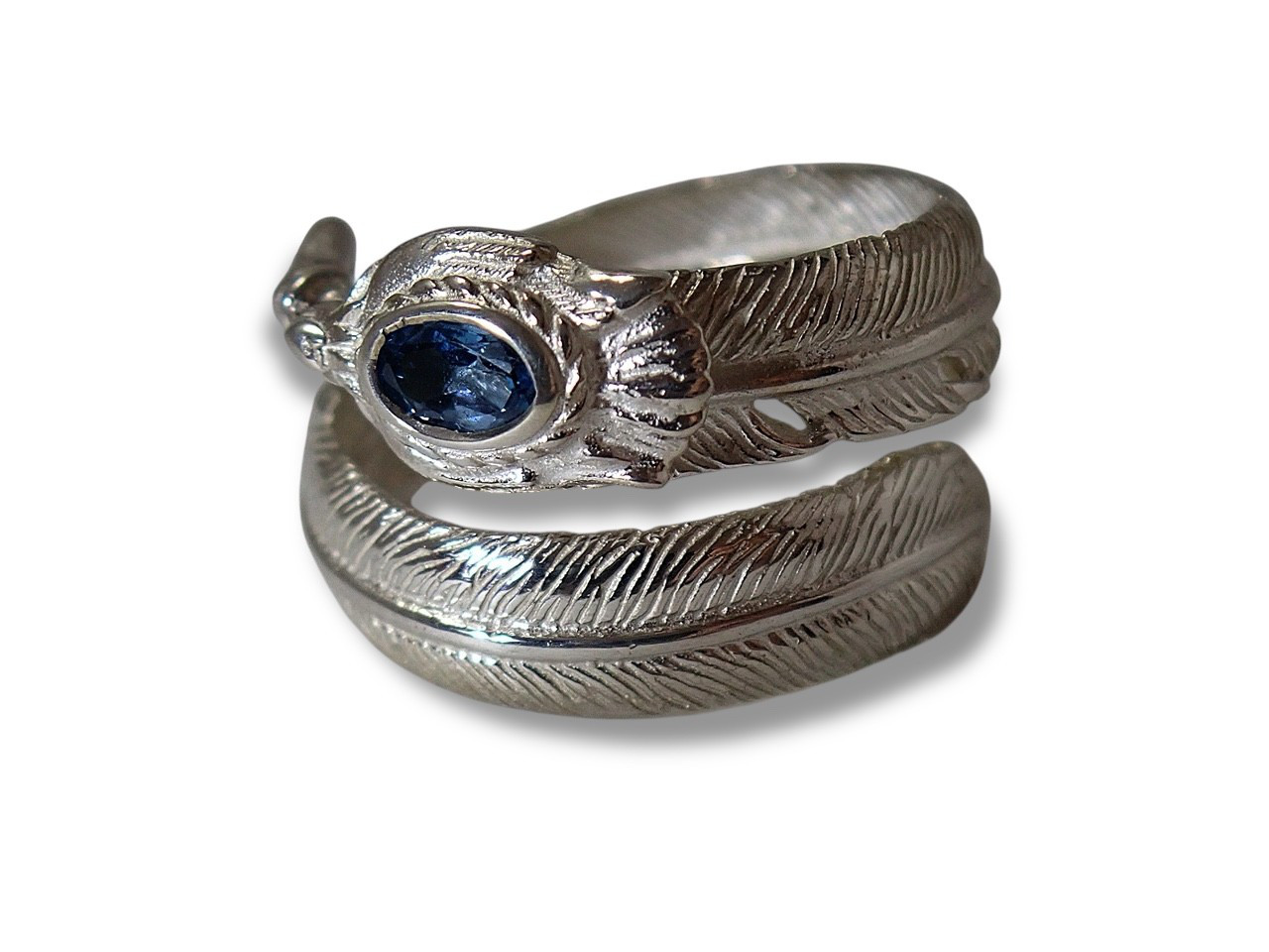 ロンドンブルートパーズ リング フェザー シルバー925 羽根 指輪