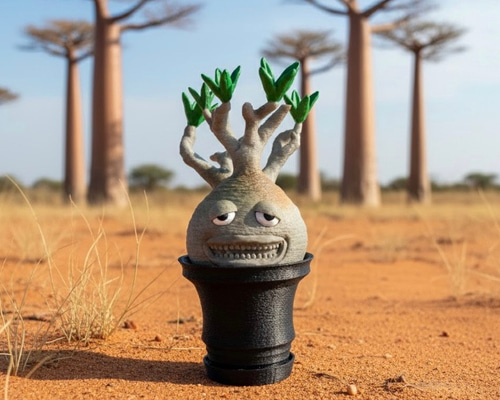 パキポン】パキポディウムグラキリスの妖精 黒鉢 オブジェ 塊根植物