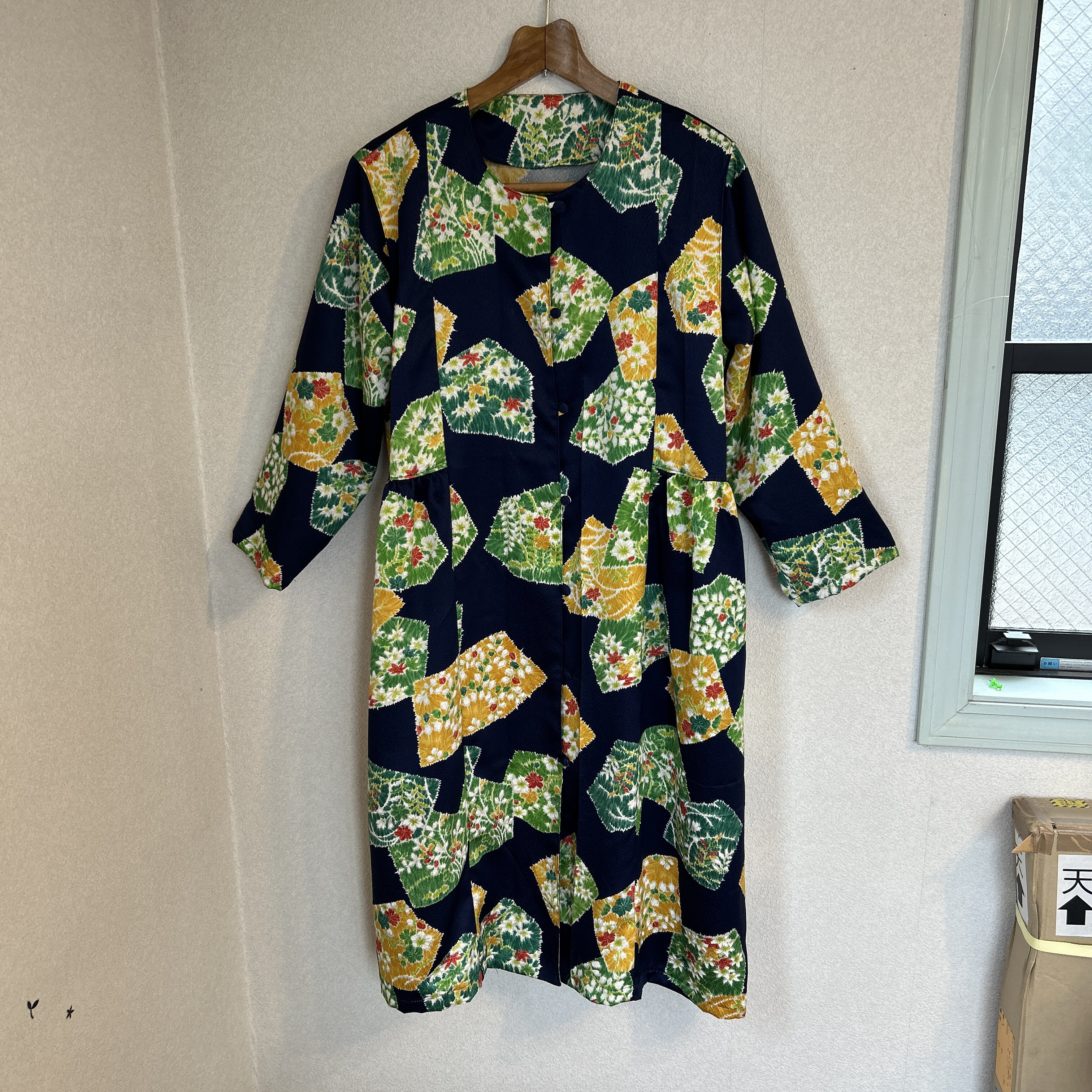 着物リメイク　たっぷりギャザーワンピース