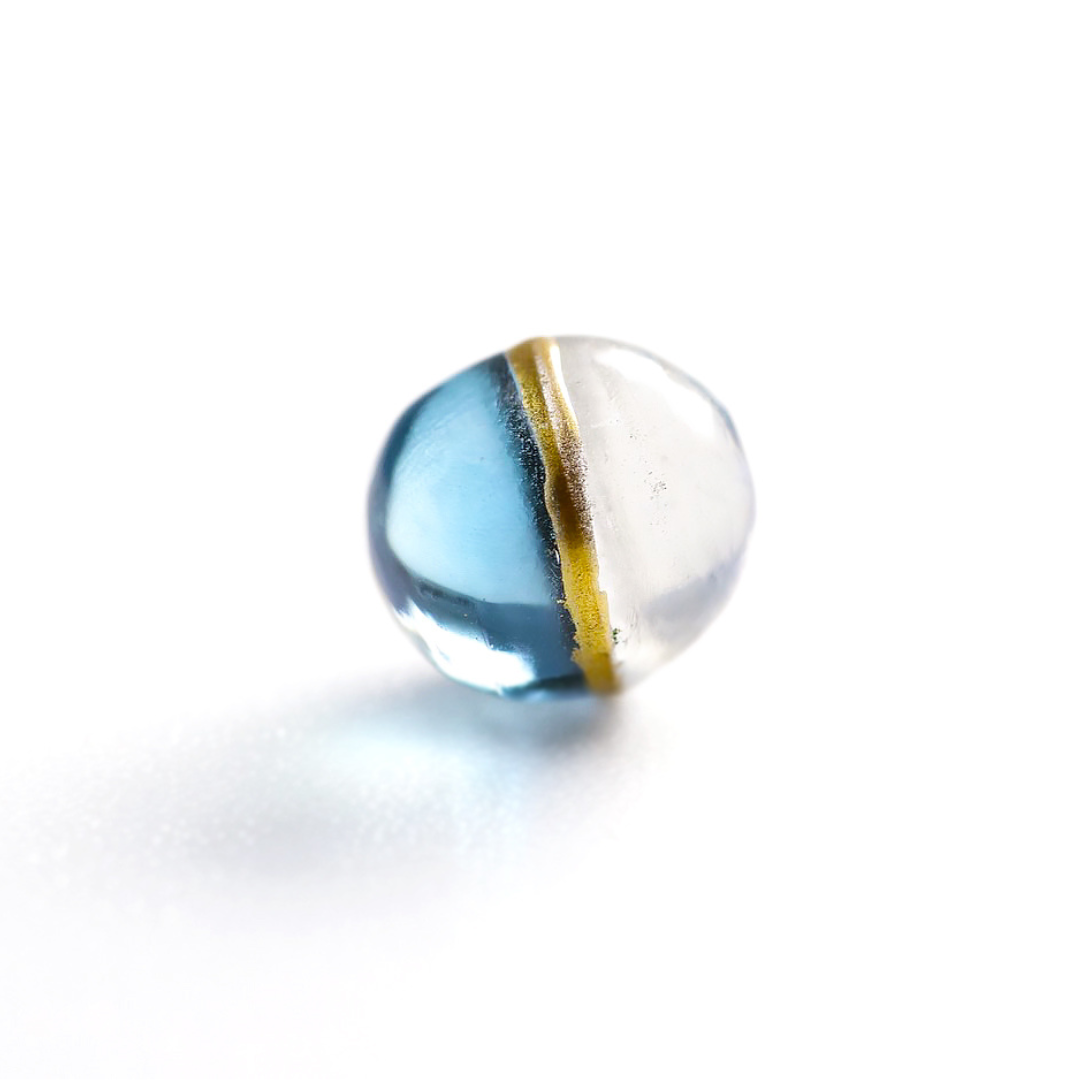 【2色珠】ロンドンブルートパーズ×ブルームーンストーン　金継ぎ　1個