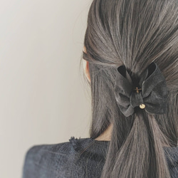 ホリデーボックス2025/選べるカラー/本革スエード大人のためのバンスクリップリボン小さめ＆ インド刺繍リボンシュシュ 4枚目の画像