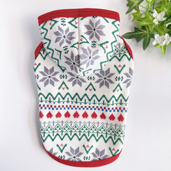 犬服 手編みセーター ネップ赤 胴回り38cm ペット服・アクセサリー