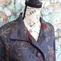 f7 ラグランスリーブコート 総裏付  着物リメイク 大島紬 Мサイズ 8枚目の画像