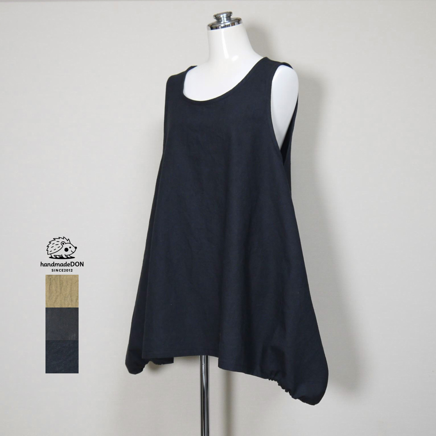 ★ハーフリネン★バルーンベスト◆【ヴィンテージハーフ】スミクロ◆フリーサイズ