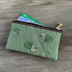 畳縁　硬幣錢包　名片夾　青蘋果　兔子　綠色的　日式 第2張的照片