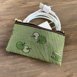 畳縁　硬幣錢包　名片夾　青蘋果　兔子　綠色的　日式 第5張的照片