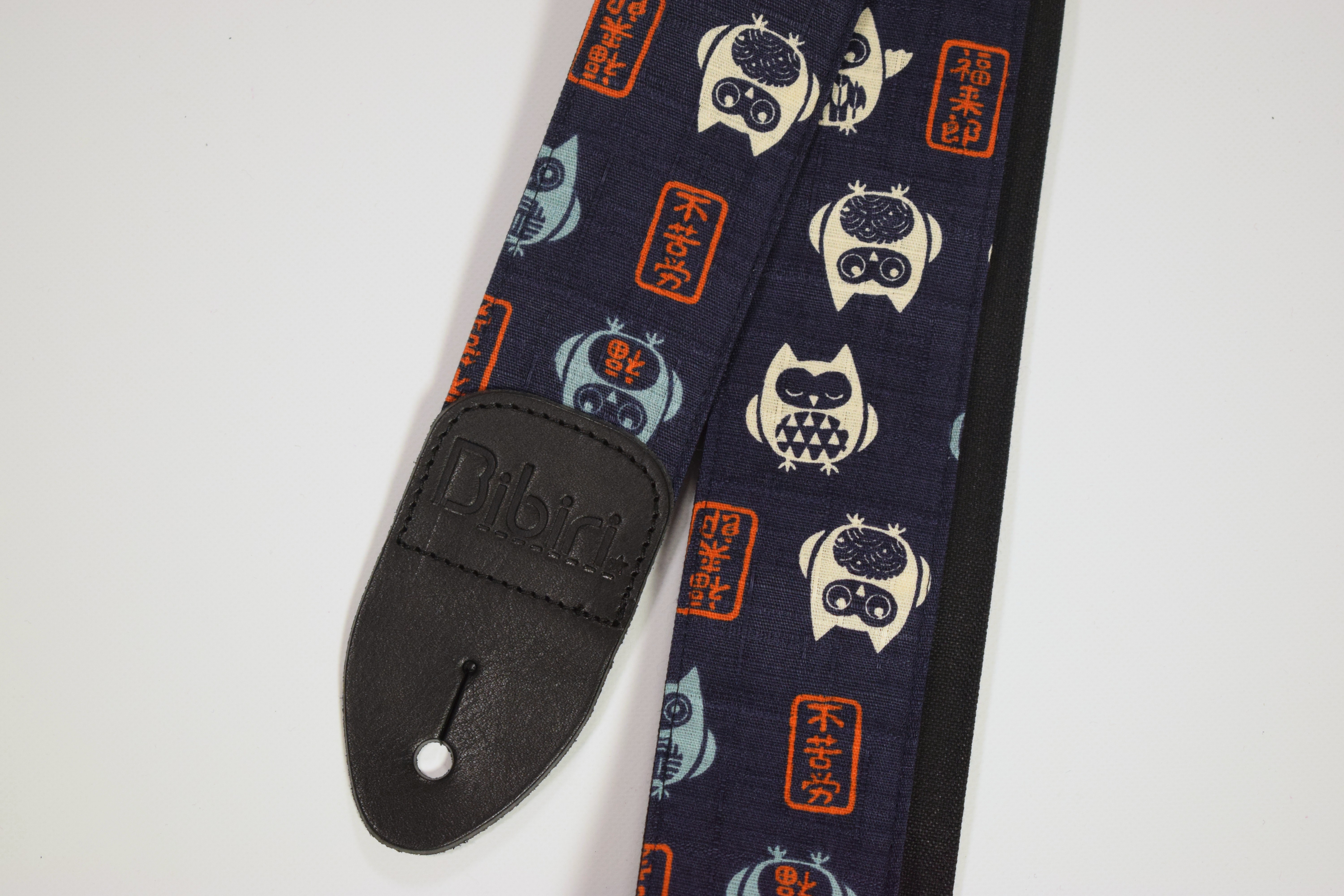 ふくろう　帆布ギターストラップ（紺）