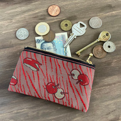 畳縁　硬幣錢包　名片夾　蘋果　兔子　紅色的　日式 第4張的照片