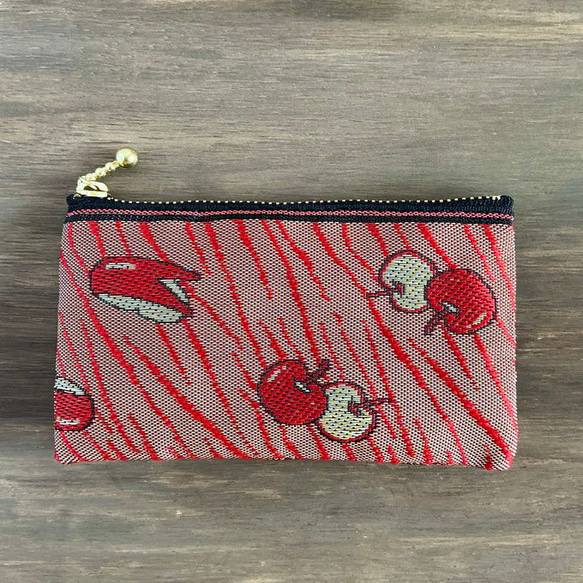 畳縁　硬幣錢包　名片夾　蘋果　兔子　紅色的　日式 第7張的照片