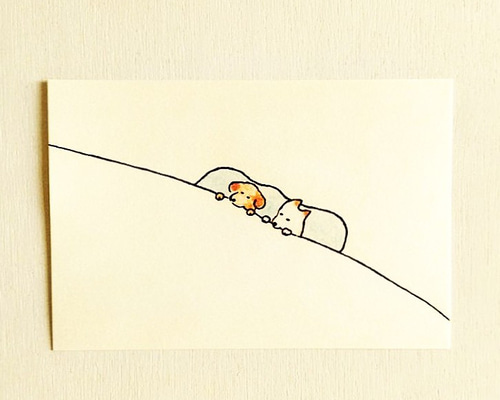 みむ イラストオーダー ポストカード ポストカード「㉙おやすみなさい」3枚～ 絵葉書 紙雑貨 メッセージ