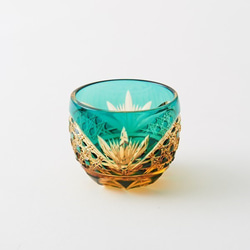 江戸切子 琥珀色瑠璃被せクリスタルロックグラス グラス 江戸切子の店