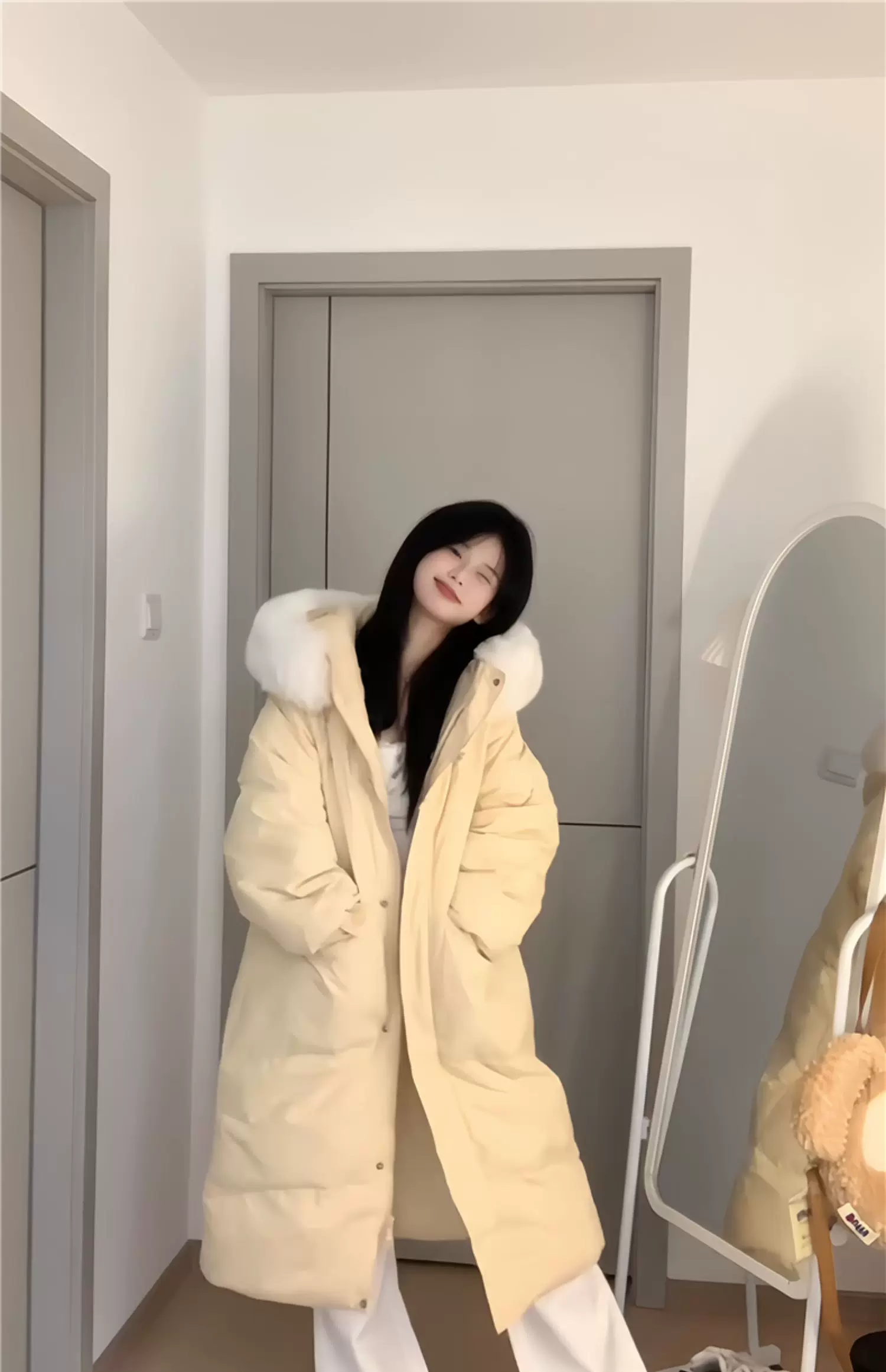 カーディガン トレーナー コート ジャケット 裏起毛 秋冬黒ふわふわ裏起毛ニットフード付きロングコート 受注制作 通勤