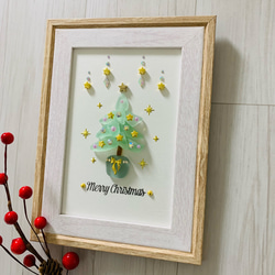 シーグラスアート クリスマスツリー インテリア雑貨 北欧 ウェルカムスペース飾り 誕生日プレゼント クリスマス贈り物 2枚目の画像