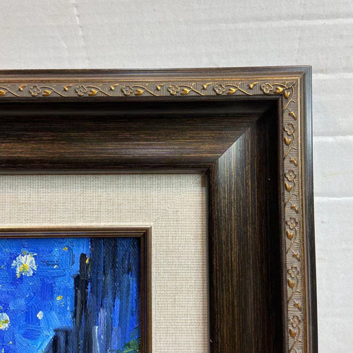 ゴッホ風 夜のカフェテラス 額縁付き 油彩アート 絵画 インテリア 額縁付き】ゴッホ風『夜のカフェテラス』油彩画｜手描き原画