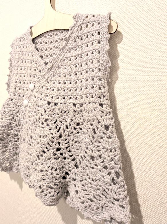 ベビーサイズ✨️かぎ針編み コットンベスト  ナチュラル 5枚目の画像