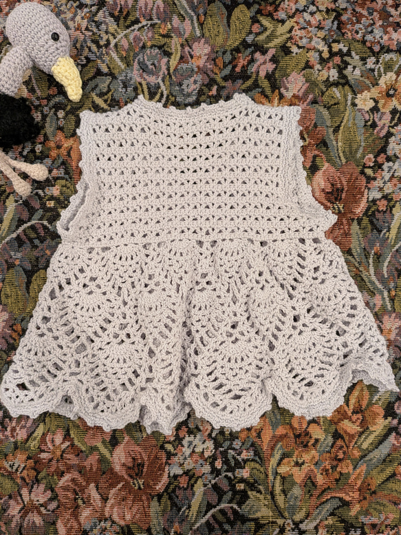 ベビーサイズ✨️かぎ針編み コットンベスト  ナチュラル 3枚目の画像