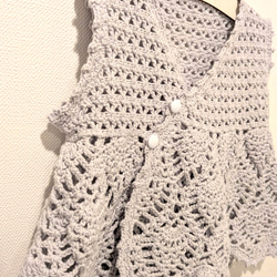 ベビーサイズ✨️かぎ針編み コットンベスト  ナチュラル 4枚目の画像
