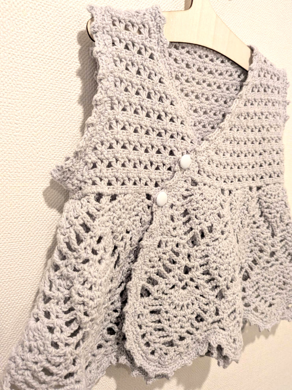 ベビーサイズ✨️かぎ針編み コットンベスト  ナチュラル 4枚目の画像