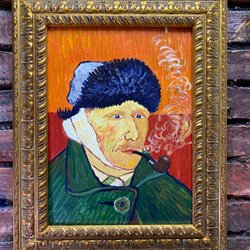 額縁付き】星月夜（ゴッホ模写）F6号 30×40cm｜油彩｜壁掛け金具セット