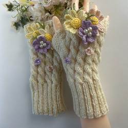 手編み バラのモチーフセット（ピンク) ハンドメイド レース編み