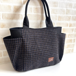 送料無料】前ポケット付き☆手さげトートバッグ(ミモザ/花柄