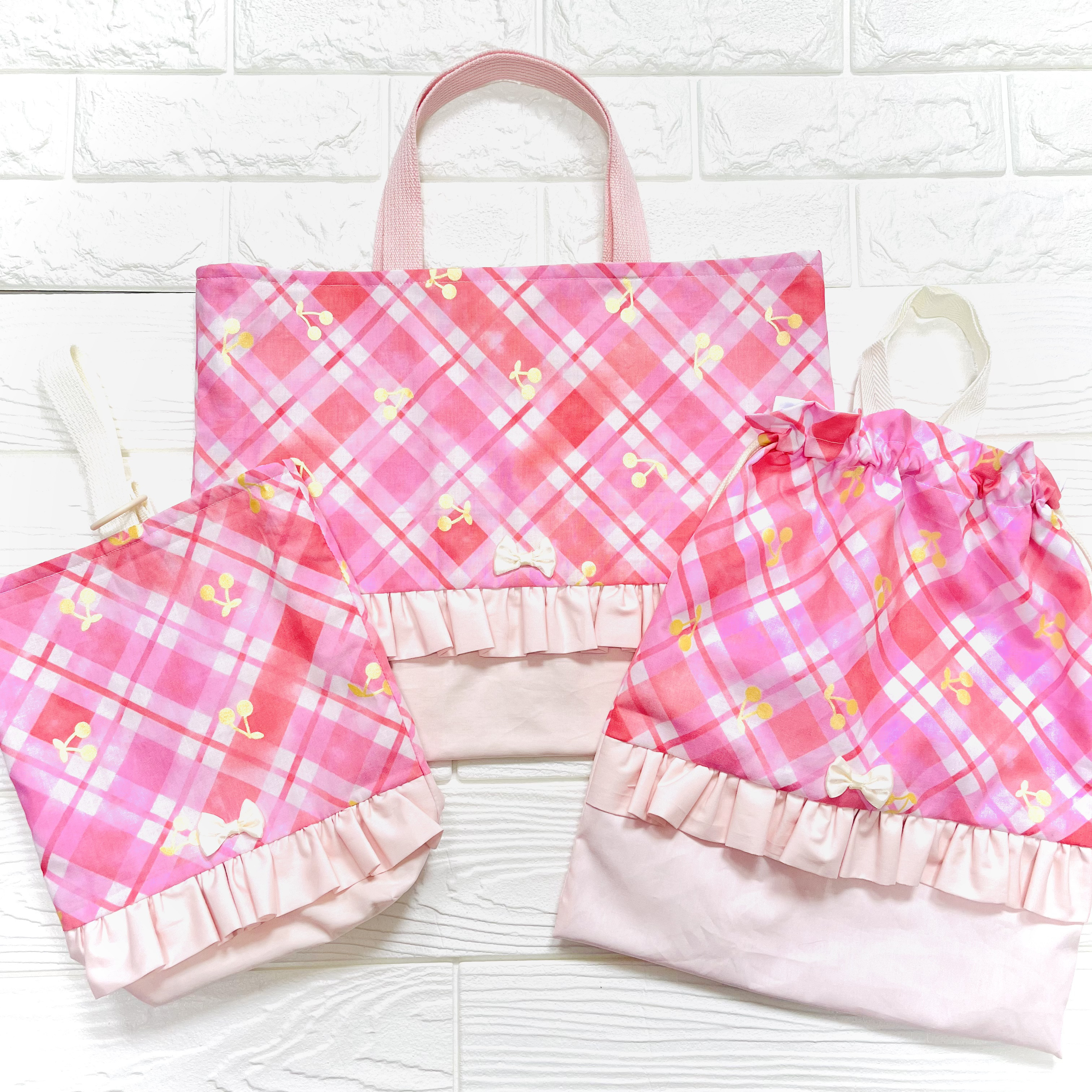 入園入学　3点セット　チェリー✖️ピンク