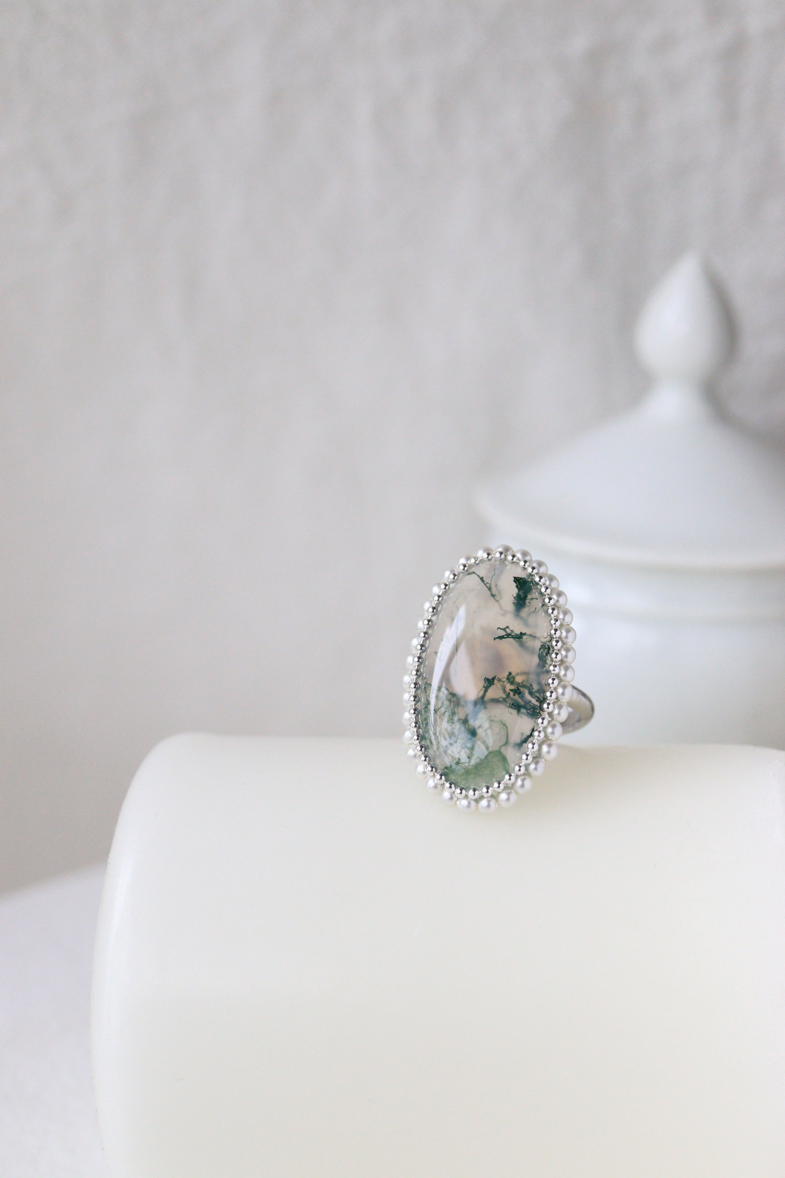 モスアゲート・パールリング