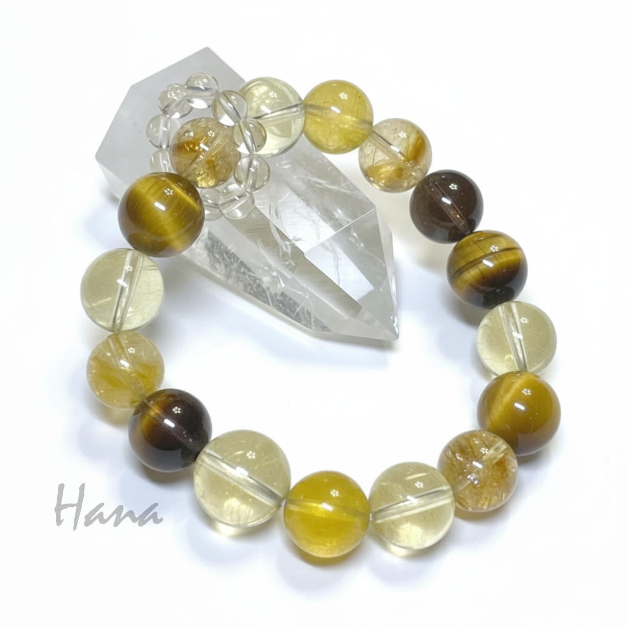 富と成功を導く 叡智の光：シトリン、タイガーアイ、イエローフローライト｜グラウンディング・ブレスレット